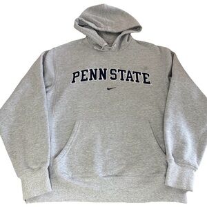 Nike Penn State Hoodie Sweatshirt Center Swoosh Logo 
Embroidered Gray + Navy